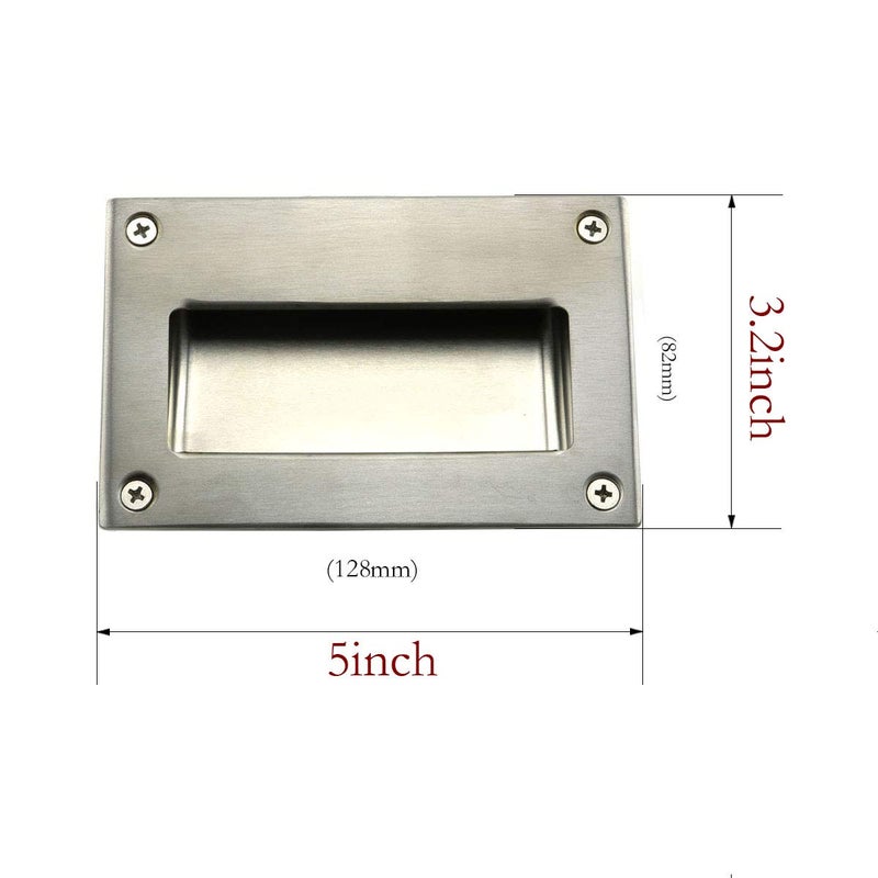 heyous 2pcs 5x3.2 inch Hidden Recessed Pull Handle Stainless Steel Square Flush Concealed Furniture Handle for Door Drawer Cupboard Cabinet Sliding Door - Image 4